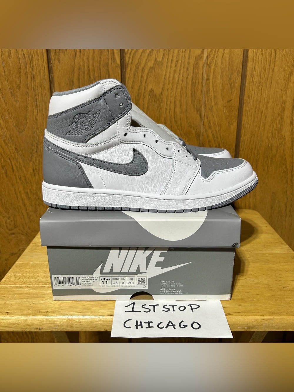 Nike Air Jordan 1 Retro High OG Stealth White Gray 555088-037 Mens Size 11 NEW